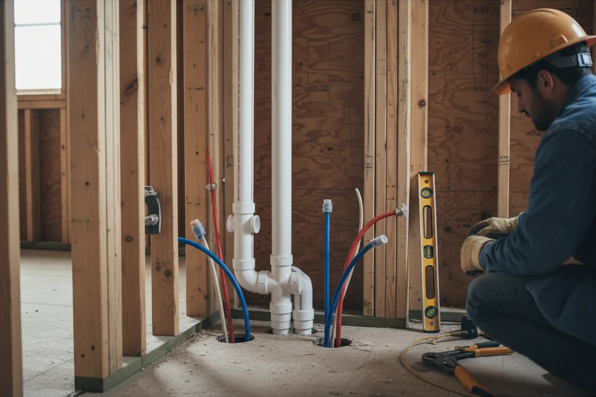 Drain and supply rough-in during Leak Detection in Niantic