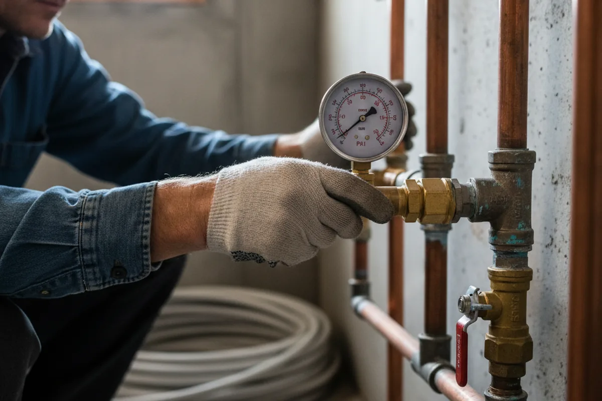 Pressure testing a repaired line during Water Line Repair in Niantic